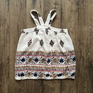 Doe & Rae White Flower Patterned Tank Top Size Small